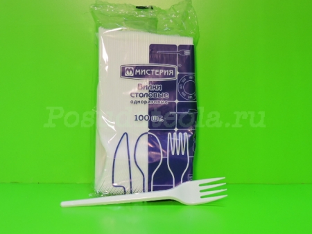Вилка одноразовая пластиковая белая ПС 165мм Диапазон Компакт  100 шт/уп, 2000 шт/кор.